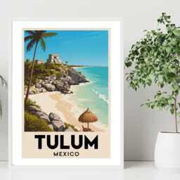 Tulum Mexico Travel Poster - Vintage Wall Print Scenic Coastal Landscape Art Destination A5 A4 A3 Framed Or Unframed - thumbnail 2