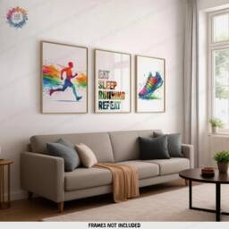 Running Poster Print Set - 3 Runner Prints - Watercolour Wall Art Colourful Artwork Run Room Decor Jogging Man Gifts Marathon Gift - thumbnail 2