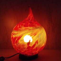 Handcrafted Red Flame Glass Lamp Artisan Home Decor Light, 350 Mm High - thumbnail 1