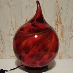 Handcrafted Red Flame Glass Lamp Artisan Home Decor Light, 350 Mm High - thumbnail 2