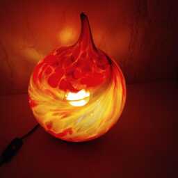 Handcrafted Red Flame Glass Lamp Artisan Home Decor Light, 350 Mm High - thumbnail 3