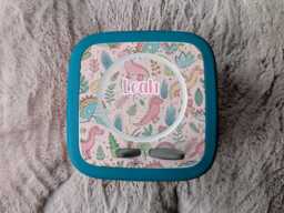 Personalized Pink Dinosaur Toniebox 2 Topper Protective Vinyl Decal Tonie Box - thumbnail 1
