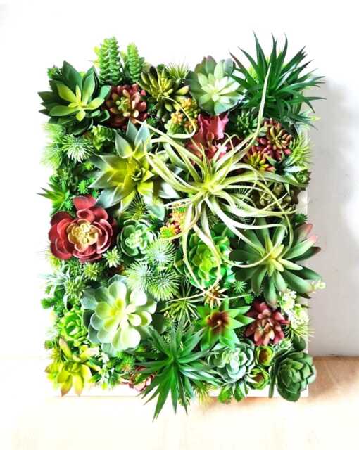 Faux Succulent 3D Wall Art Rustic Wood Framed Botanical Decor For Home Or Business - image 1