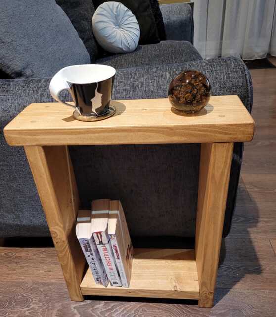 Solid Wood End Sofa Side Narrow Rustic Handmade Table - Various Sizes & Colours Available - image 1