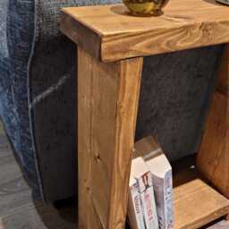Solid Wood End Sofa Side Narrow Rustic Handmade Table - Various Sizes & Colours Available - thumbnail 4