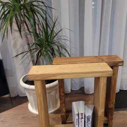 Solid Wood End Sofa Side Narrow Rustic Handmade Table - Various Sizes & Colours Available - thumbnail 2