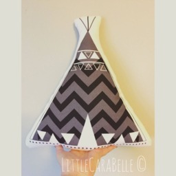 Teepee Cushion Pillow. Soft Cotton With A Monochrome Wigwam Print. Perfect To Brighten Up Any Room. Kids Room, Nursery, Wild & Free - thumbnail 2
