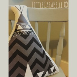 Teepee Cushion Pillow. Soft Cotton With A Monochrome Wigwam Print. Perfect To Brighten Up Any Room. Kids Room, Nursery, Wild & Free - thumbnail 3