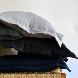 Linen Pillowcase , Natural Color Striped Pillow Cover - thumbnail 4