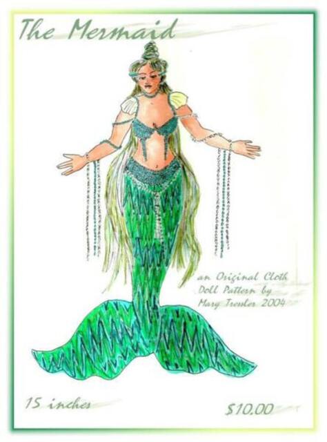 "PDF Digital Download, Original Design Dolls, Cloth Doll Pattern ""Mermaid" - image 1