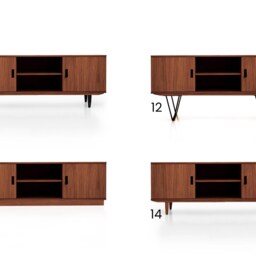 Mid-Century Sideboard, Dresser, Commode, Credenza Made Of Oak Veneer - Teak Colour Livlo T-S15 - thumbnail 2