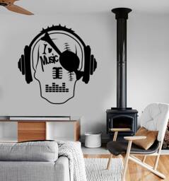 Wall Vinyl Music I Love Pirate Skull Guaranteed Quality Decal Mural Art 1538Dz - thumbnail 1