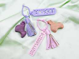 Personalized Woodcarving Pendant Pony Violet Wood Bag Charm Keychain Braided Keychains Accessories - thumbnail 1