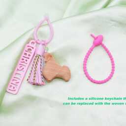 Personalized Woodcarving Pendant Pony Violet Wood Bag Charm Keychain Braided Keychains Accessories - thumbnail 4