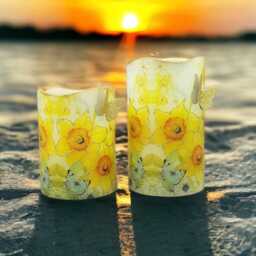 Daffodil Led Candle Set Flameless Flickering Pillar Candles With Remote - thumbnail 3