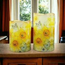 Daffodil Led Candle Set Flameless Flickering Pillar Candles With Remote - thumbnail 4