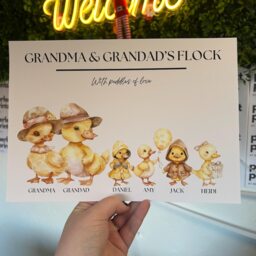 A4 A3 Personalised Grandparents Flock Family Print Duckling Grandad Grandma Nanna Nana Nanny Gift Puddles Of Love - thumbnail 2