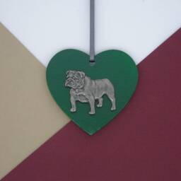 English Bulldog Wooden Heart- Christmas Ornament - Tree Decoration Dog Hanging Mum Gift - thumbnail 2