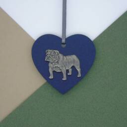 English Bulldog Wooden Heart- Christmas Ornament - Tree Decoration Dog Hanging Mum Gift - thumbnail 3