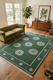 Hand Knotted Wool Rug, Traditional Geometric Medallion Home Decor - thumbnail 1