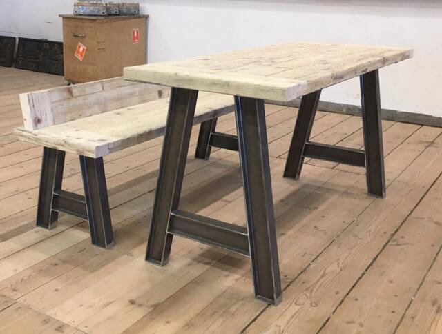 Metal Dining Table Legs. Heavy Duty Steel Legs . Iron Desk Industrial, A Shape For Reclaimed Wood, in Stock - image 1