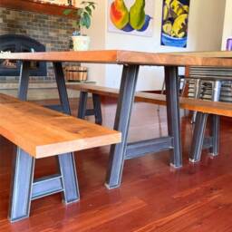 Metal Dining Table Legs. Heavy Duty Steel Legs . Iron Desk Industrial, A Shape For Reclaimed Wood, in Stock - thumbnail 2