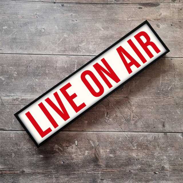 Live On Air Metal Print Retro Theatre Bar Sign, Framed Wall Art - image 1