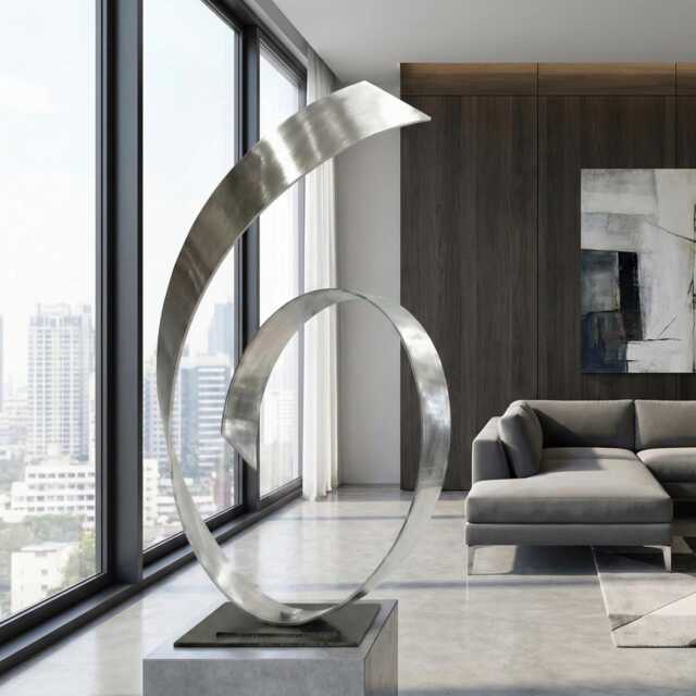 Abstract Metal Sculpture Contemporary Art Handcrafted Luxury Modern Decor - image 1
