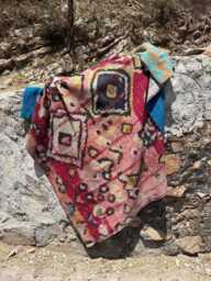 Artisan Persian Kantha Quilt Digital Pattern Print, Handstitched Cotton Bedspread, Vintage Reversible Throw Blanket - thumbnail 1
