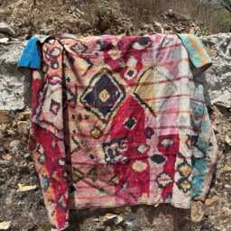 Artisan Persian Kantha Quilt Digital Pattern Print, Handstitched Cotton Bedspread, Vintage Reversible Throw Blanket - thumbnail 4