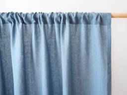 Blue Rod Pocket Linen Curtain Panel Made Of Medium/1 Pcs - thumbnail 1