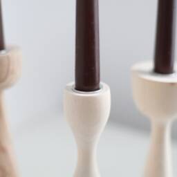 Scandinavian Wooden Candlestick Set Rustic Taper Candle Holders - thumbnail 2