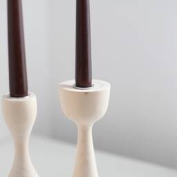 Scandinavian Wooden Candlestick Set Rustic Taper Candle Holders - thumbnail 4