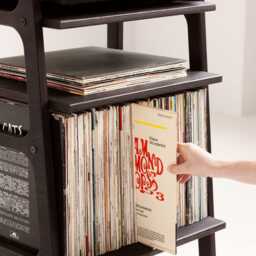 Vinyl Record Stand, Wide Open Shelf 90 cm, Turntable Station With Lp Storage, Mid Century Modern, Wooden, Custom Size - thumbnail 2