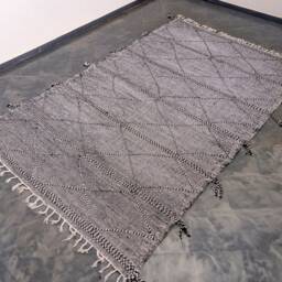Handmade Grey Moroccan Rug 7x10 Zanafi Kilim, Cotton Berber Carpet - thumbnail 2