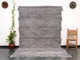 Handmade Grey Moroccan Rug 7x10 Zanafi Kilim, Cotton Berber Carpet