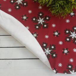 Burgundy Red Snowflake Tree Skirt, Christmas Skirt - thumbnail 3