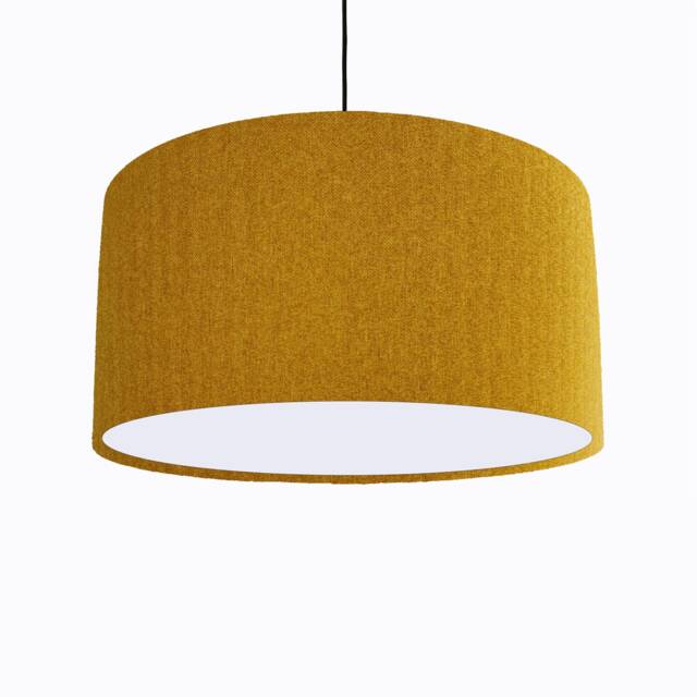 Mustard Lampshade in Herringbone Tweed With White Lining Lightshade - image 1