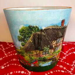 Plant Pot, Ceramic Pot, Pot & Planter, Flower Pot, Garden Pot, Indoor & Outdoor Pot, Decoupage, Gift, Pot Saucer, Home Garden Decoration - thumbnail 2