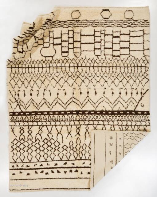 Handmade Beni Ourain Rug Beige Berber Design, Moroccan Atlas Style - image 1