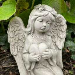 Divine Angel Stone Garden Statue - Reconstituted Outdoor Sculpture Ornament - thumbnail 2