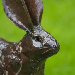 Hand Crafted Metal Three Hares Running Recycled Garden Sculpture. Large Handmade Statue Decor - thumbnail 3