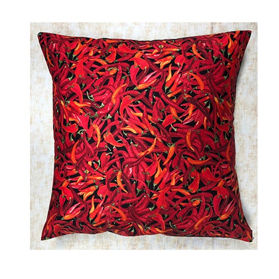 Bright & Vibrant Design ~ Red Hot Chili Pepper Cushion Cover Fits An 18 - image 1