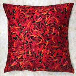 Bright & Vibrant Design ~ Red Hot Chili Pepper Cushion Cover Fits An 18 - thumbnail 2