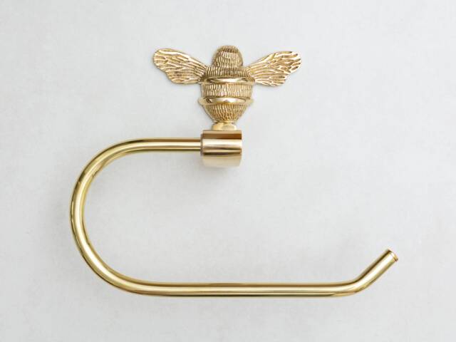 Brass Bee Toilet Roll Holder - Solid Bathroom Decor - image 1