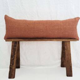 Terracotta Lumbar Pillow Cover, Handwoven Raw Cotton, Bohemian Decor - thumbnail 3