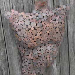 Half Male Copper Coin Torso, Metal Sculpture Ornament, Wall Art, Made To Order - thumbnail 3