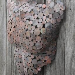 Half Male Copper Coin Torso, Metal Sculpture Ornament, Wall Art, Made To Order - thumbnail 2