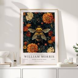 William Morris Print, Art, Exhibition Poster, Bee Gifts, Honey Bee, Wall Nature Animal Prints - thumbnail 1