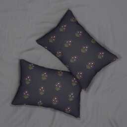 Lumbar Pillow, Boho Floral Block Print, Navy Sage Burgundy, Nursery Decor, Flowers Decorative Bohemian Room Neutral Bedroom - thumbnail 3